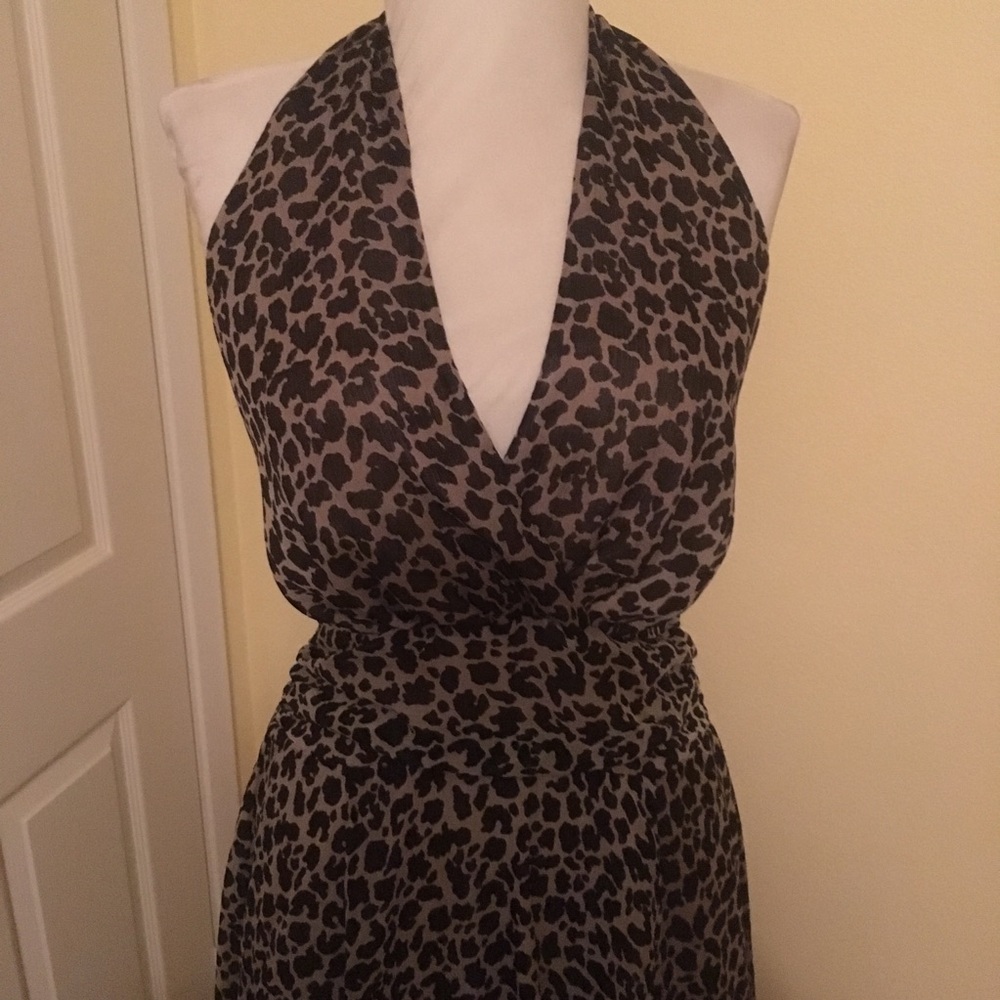 Silk Halter Cheetah Leopard Print Dress